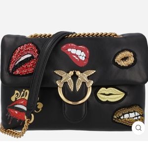 Pinko Leather Lips Crossbody
